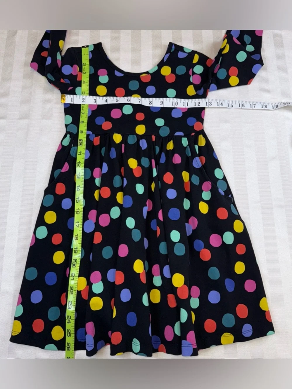 Hannah Anderson Black Polka Dotted Swing Dress Size 6-7 Pockets